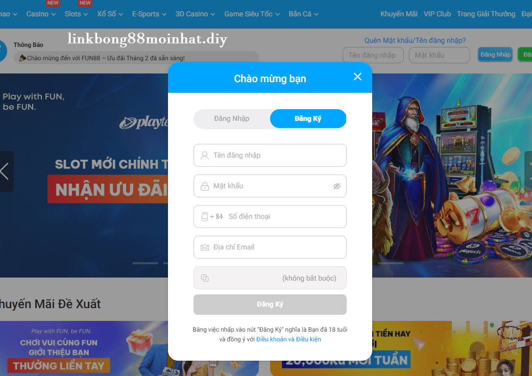 Nhập thông tin đăng ký fun88 Nhập thông tin đăng ký fun88